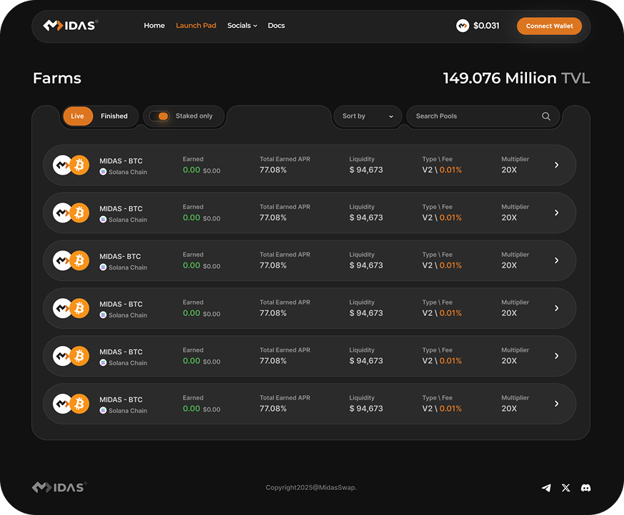 MIDAS Farms Interface