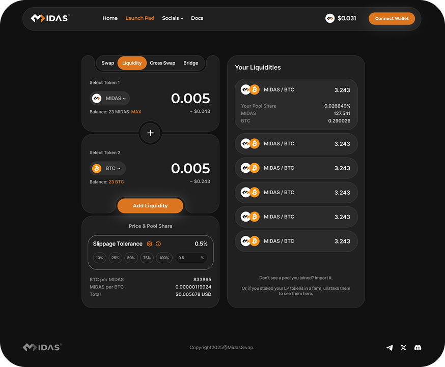 MIDAS Liquidity Interface